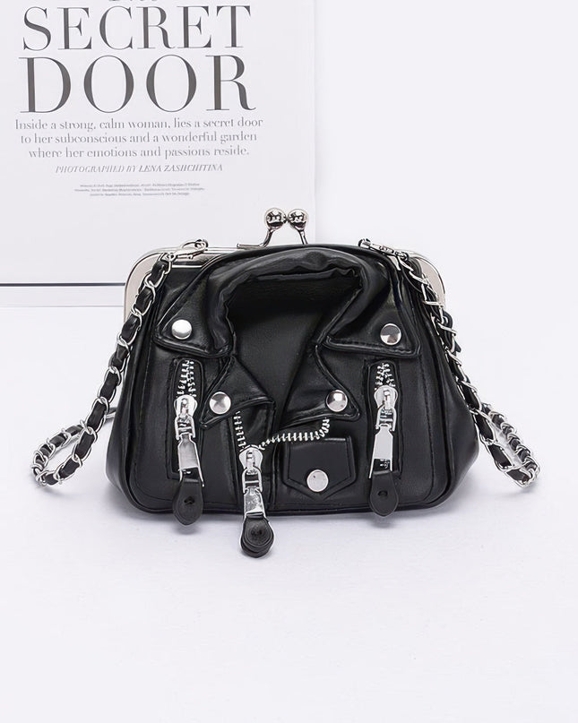 Faux Leather Jacket Style Crossbody Bag Tigbul's Variety Fashion Shop