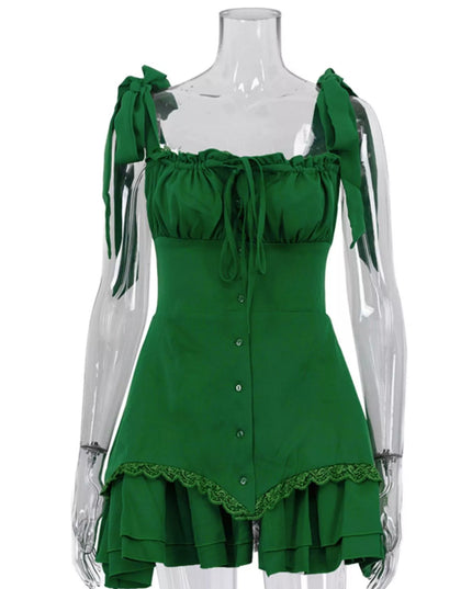 Tie-Shoulder Ruffled Mini Dress Shopimist