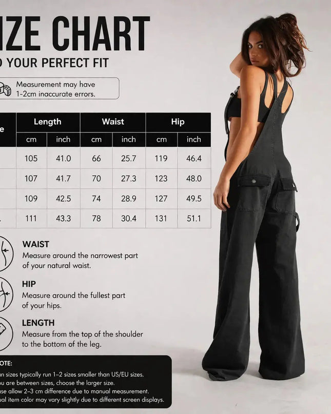 Y2K Denim Overalls Women – Zip Front Loose Fit Pocket Jumpsuit