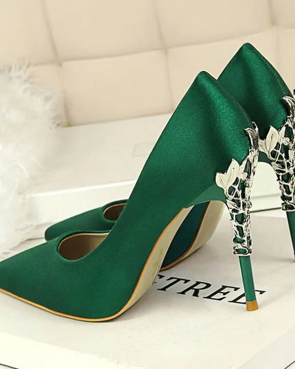 White Satin High Heels for Women - Stylish Pointed Shoes