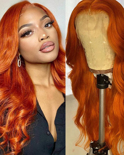 Anihja Ra'zheem Recommend Junoda Cinnamon Orange Ginger Colored Body Wave Lace Front Wig Human Hair Beauty Must Haves junoda
