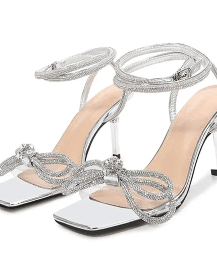Glam Diamond Bow Wrap Around Heels