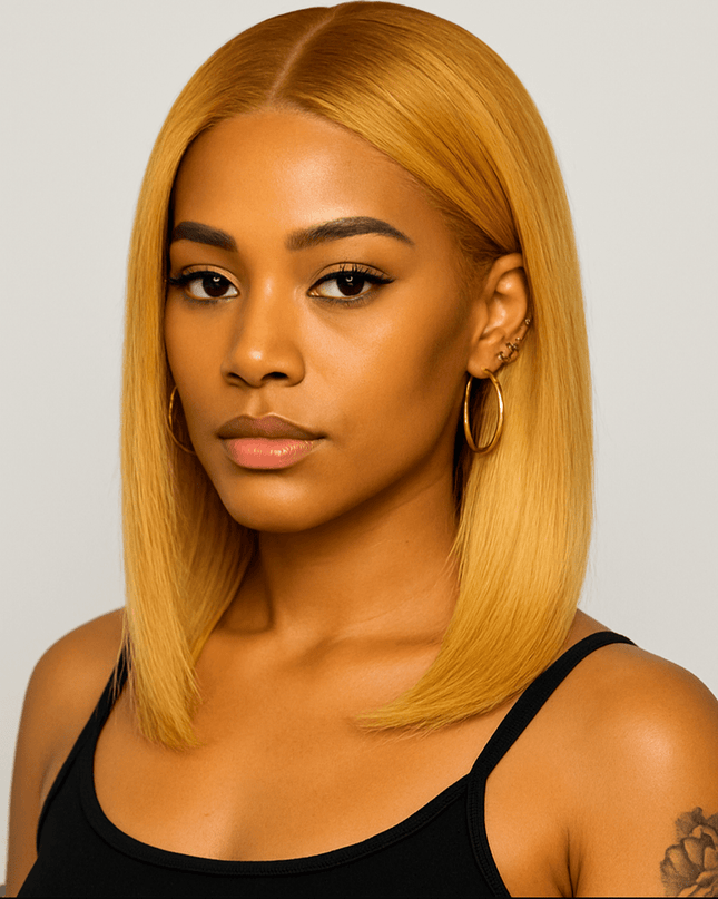 Golden Aura – Straight Lace Front Bob Wig (Honey Blonde)