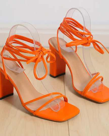 Women's Simple Square Head Strappy High Heels
