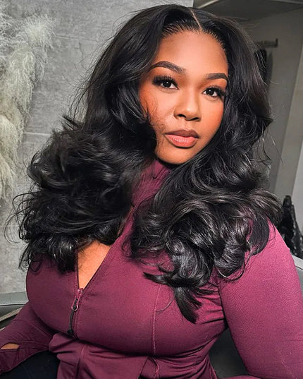 Layered Cut Glueless Loose Body Wave 7×4 Lace Wig Pre-Everything Human Hair Wigs junoda
