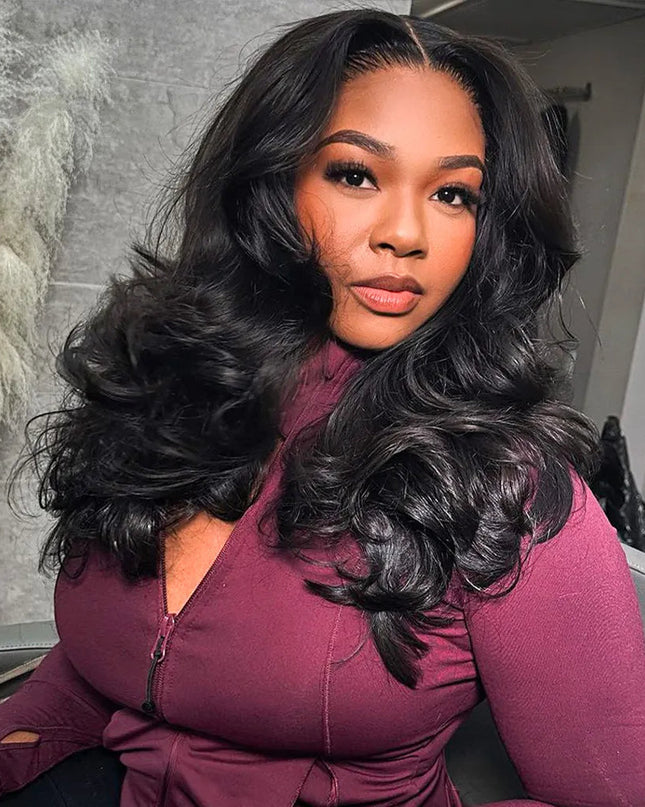 Layered Cut Glueless Loose Body Wave 7×4 Lace Wig Pre-Everything Human Hair Wigs junoda