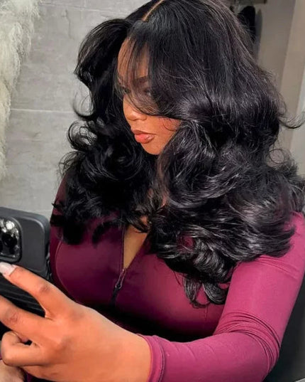 Layered Cut Glueless Loose Body Wave 7×4 Lace Wig Pre-Everything Human Hair Wigs junoda