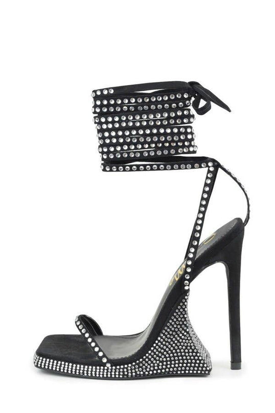 Her Name is Diamond Rhinestone Lace Up  Heel Sandals