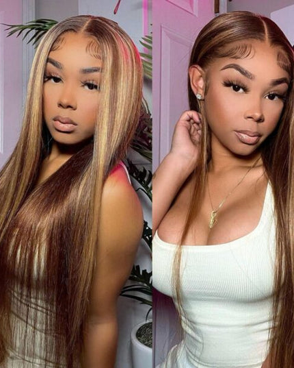 Highlight Honey Blonde Straight / Body Wave Hair Lace Front Wigs Flash Sale junoda