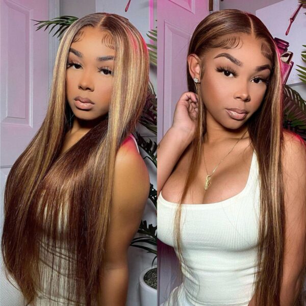 Highlight Honey Blonde Straight / Body Wave Hair Lace Front Wigs Flash Sale junoda