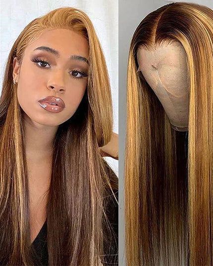 Junoda Hair Highlight Wigs Straight 13x4 Lace Frontal Human Hair Wigs junoda