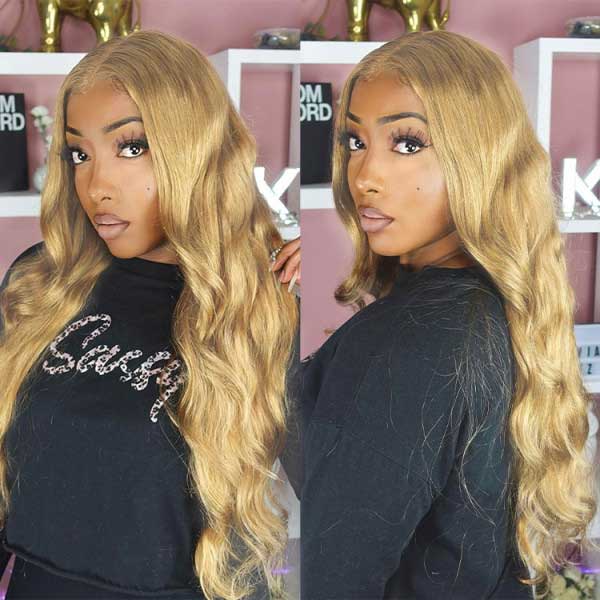Olivanie Recommend Junoda Body Wave Caramel Blonde Human Hair Wigs Color 27 4x4 13x4 Lace Wig junoda