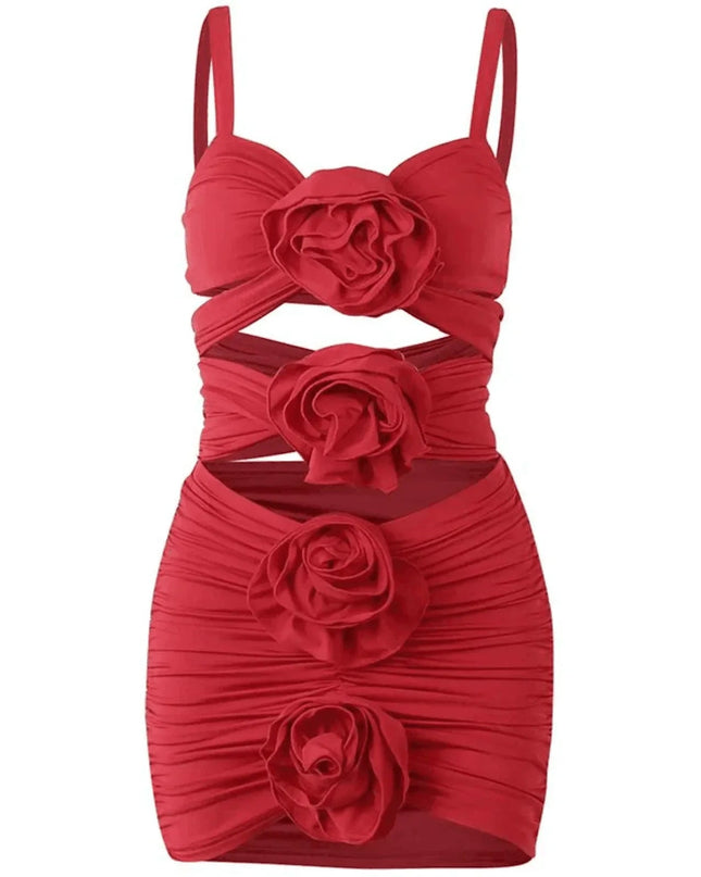 Hot Girl Cutout Embellished Ruched Mini Dress