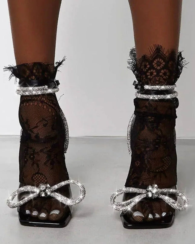 Icon Black Bowknot Pyramid Heels