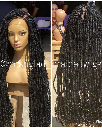 Maggie Destress Faux Locs Wig Glueless Full Lace 100 Percent Human Hair Poshglad Braided Wigs