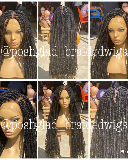 Maggie Destress Faux Locs Wig Glueless Full Lace 100 Percent Human Hair Poshglad Braided Wigs