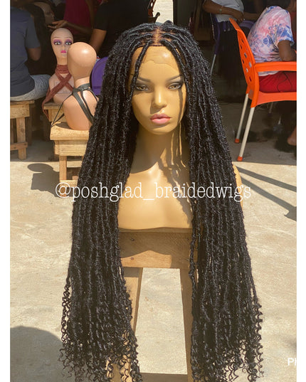 Maggie Destress Faux Locs Wig Glueless Full Lace 100 Percent Human Hair Poshglad Braided Wigs
