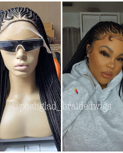 Cornrow Braids Lace Front Wig 13 By 4 Hand Braided Ready To Ship