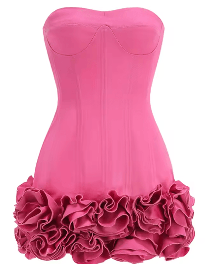 It Girl Rose-Flower Corset Hot Pink Mini Dress