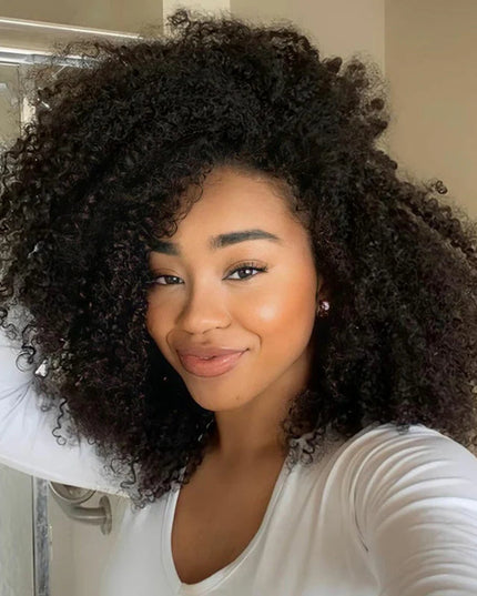 Afro Curly Drawstrings Wig Real Hairline Invisi Fit Strap Flip Over Wig junoda