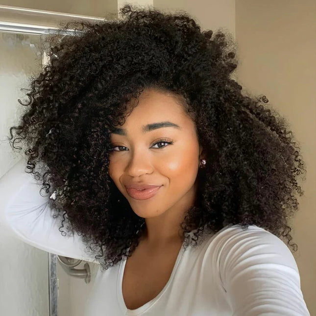 Afro Curly Drawstrings Wig Real Hairline Invisi Fit Strap Flip Over Wig junoda