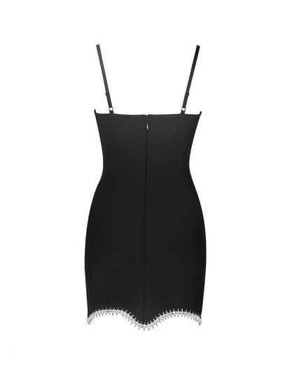 Manetica Black Bow Mini Dress with Diamonds