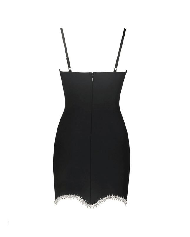 Manetica Black Bow Mini Dress with Diamonds