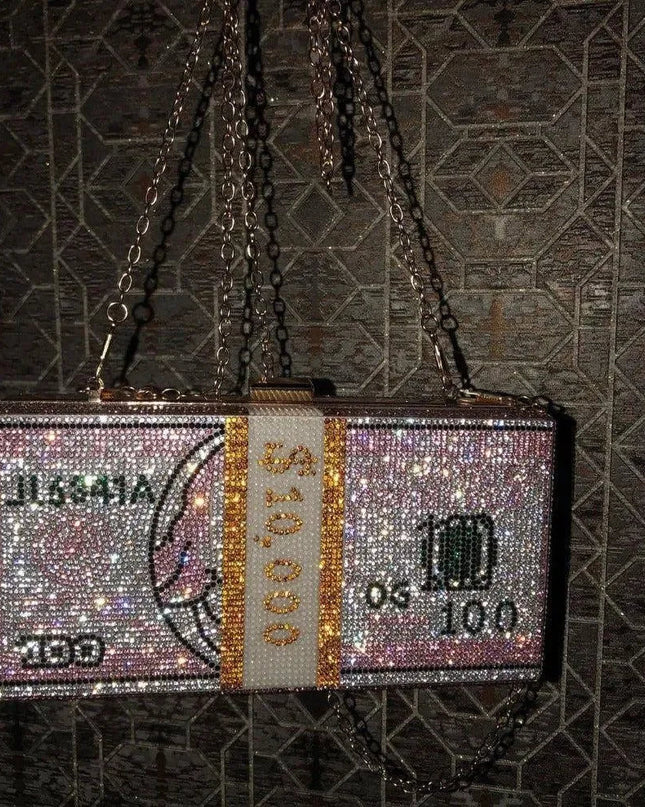 Money On My Mind Rhinestone Sparkle Clutch