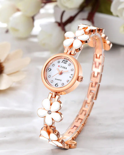 Women's Quartz Watch with Floral Design