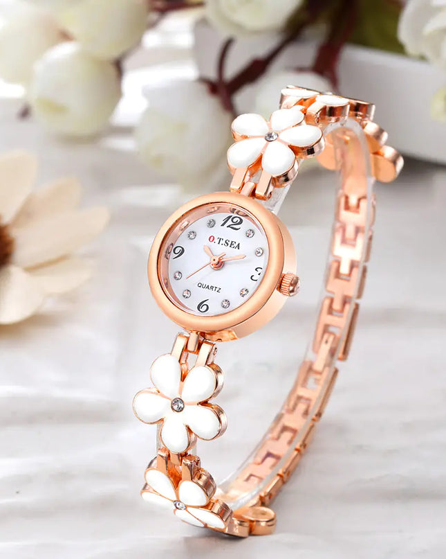 Women's Quartz Watch with Floral Design