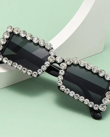 Retro Fashion Diamond Embedded Square Frame Sunglasses