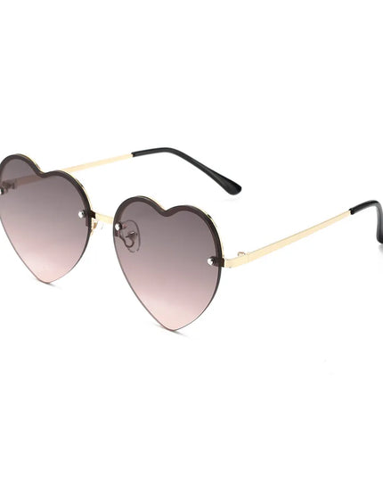 Heart-Shaped Half-Rim Metal Sunglasses