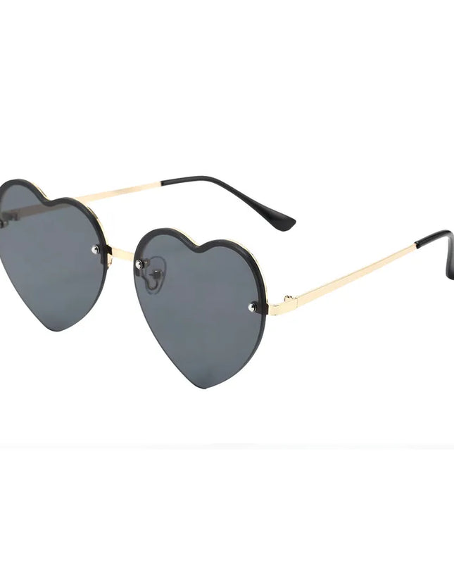 Heart-Shaped Half-Rim Metal Sunglasses