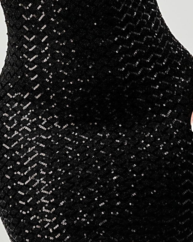 LUX SEQUINS HALTER OPEN BACK SLEEVELESS BODYCON MINI DRESS