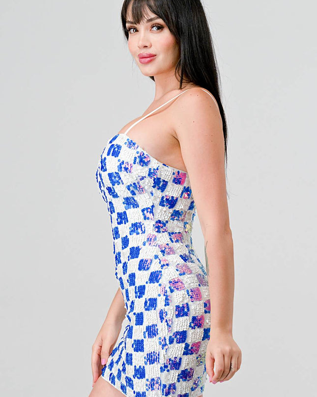 LUXE CHECK PATTERN SEQUINS