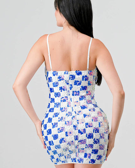 LUXE CHECK PATTERN SEQUINS