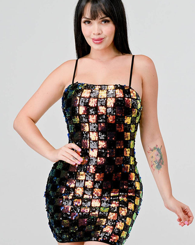 LUXE CHECK PATTERN SEQUINS
