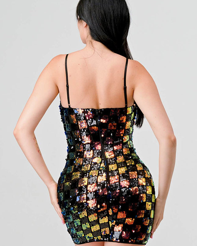 LUXE CHECK PATTERN SEQUINS
