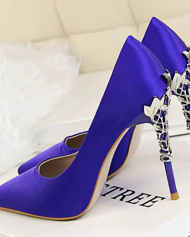 White Satin High Heels for Women - Stylish Pointed Shoes