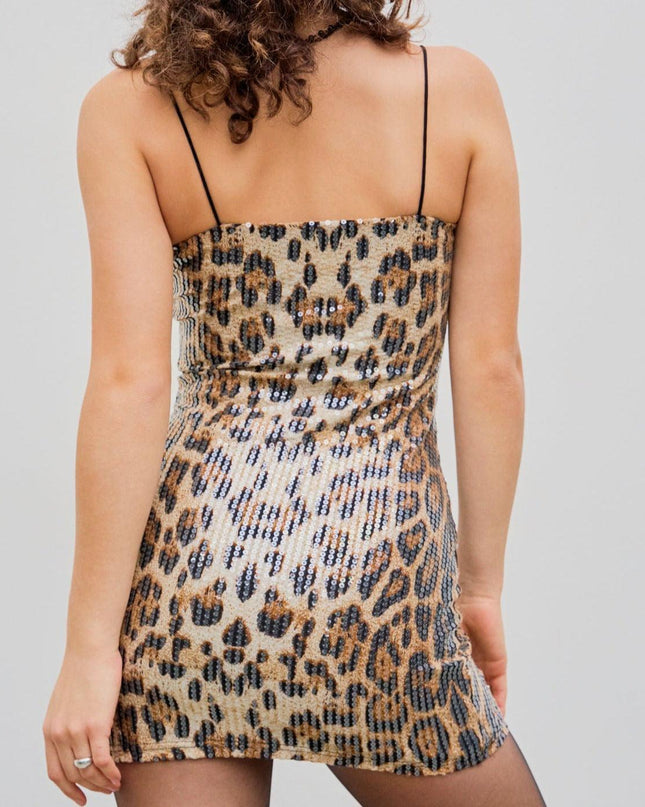 Ready For It Sequin Leopard Print Mini Dress