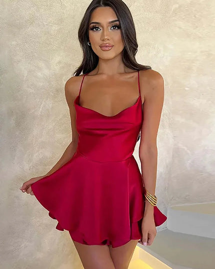 Sadao Lace Up A-Line Short Dress