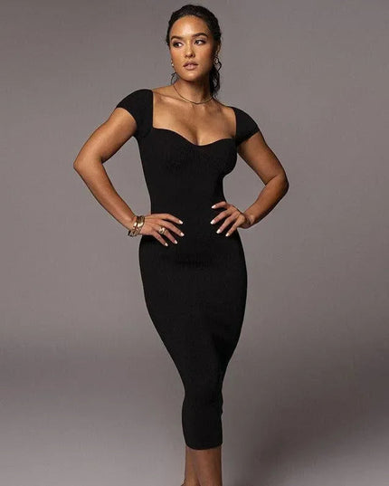 Self-Made Girl Black Knitted Midi Dress