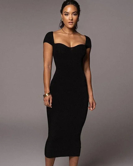 Self-Made Girl Black Knitted Midi Dress