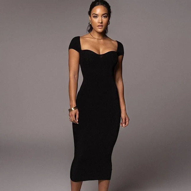 Self-Made Girl Black Knitted Midi Dress