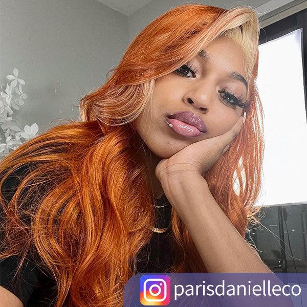 Junoda Ginger Blonde Ombre Lace Frontal Wig Virgin Human Hair Body Wave Wigs junoda