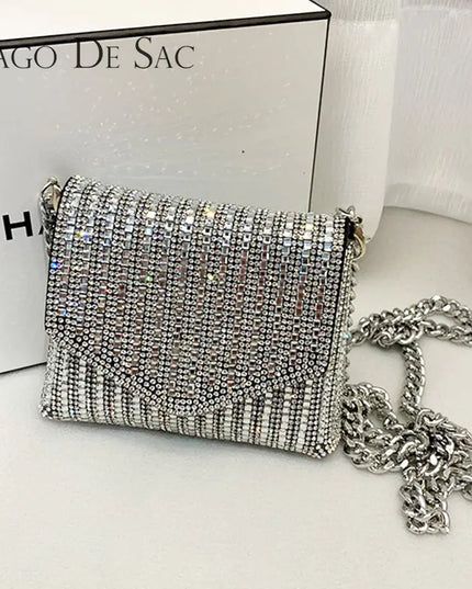 Bling Chain Crossbody Bag - Mini Rhinestone Evening Purse