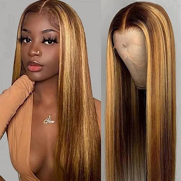 Junoda Hair Highlight Straight Hair 13x4 Lace Front Human Hair Wig Malaysian Remy Hair Flash Deal junoda