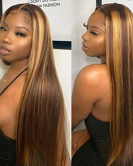 Junoda Hair Highlight Wigs Straight 13x4 Lace Frontal Human Hair Wigs junoda