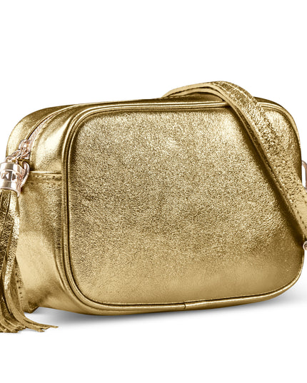 Metallic Suede Leather Crossbody Bag