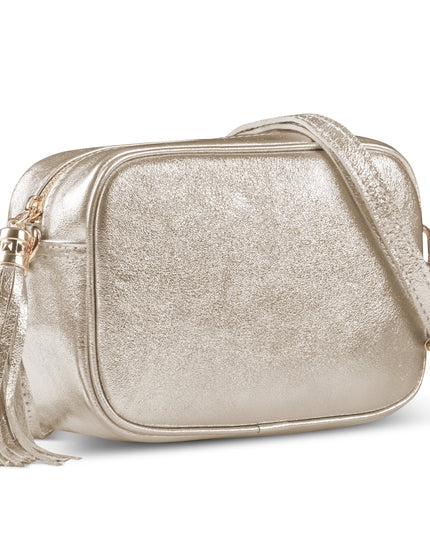 Metallic Suede Leather Crossbody Bag
